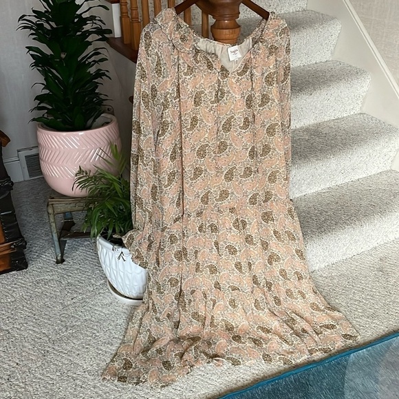 Hayden Ruffle Neck Boho Paisley Sheer Dress - Picture 2 of 11